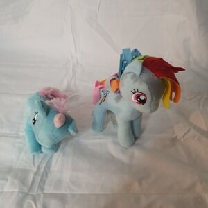 My Little Pony Lot 2 Rainbow Dash Blue Unicorn 2017 Hasbro Phoenix Plush Horse
